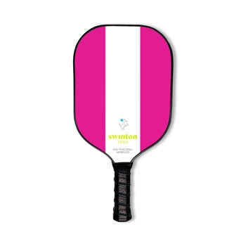 Swinton pickleball paddle in pink stripes.