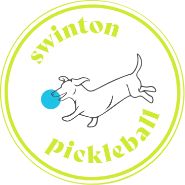 Swinton pickleball dog + logo badge.