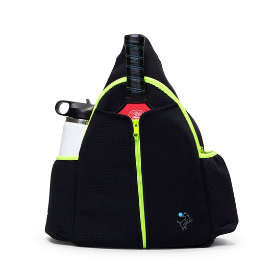 black pickleball sling bag on white from swinton pickleball
