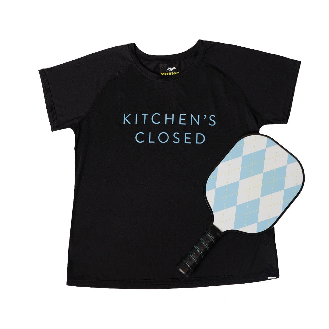 Women's Kitchen's Closed Pickleball Performance Tee - Black