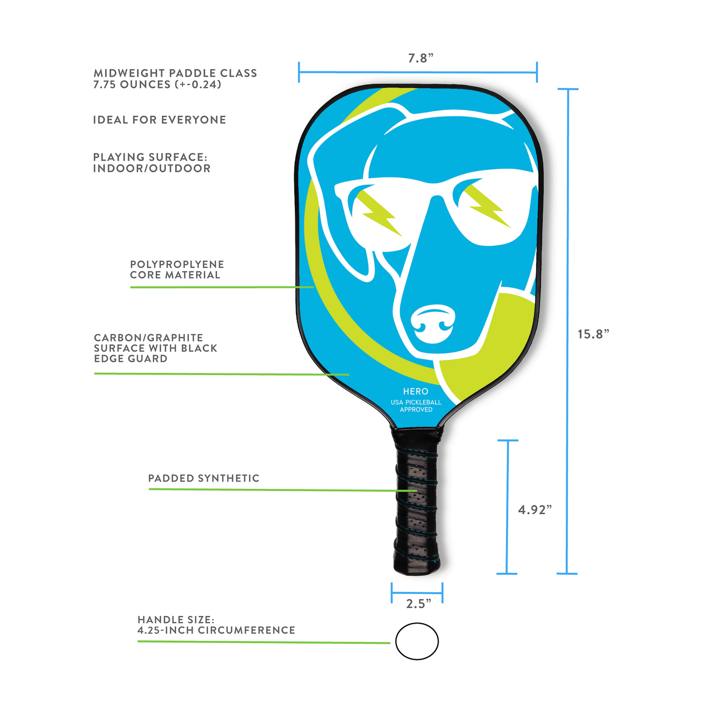 Hero Blue Dog Pickleball Paddle