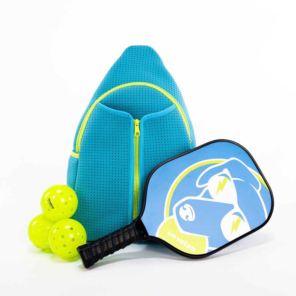 Swinton Pickleball Two Paddle Sling Bag with Water Bottle Pocket Bundle with Paddle and Balls