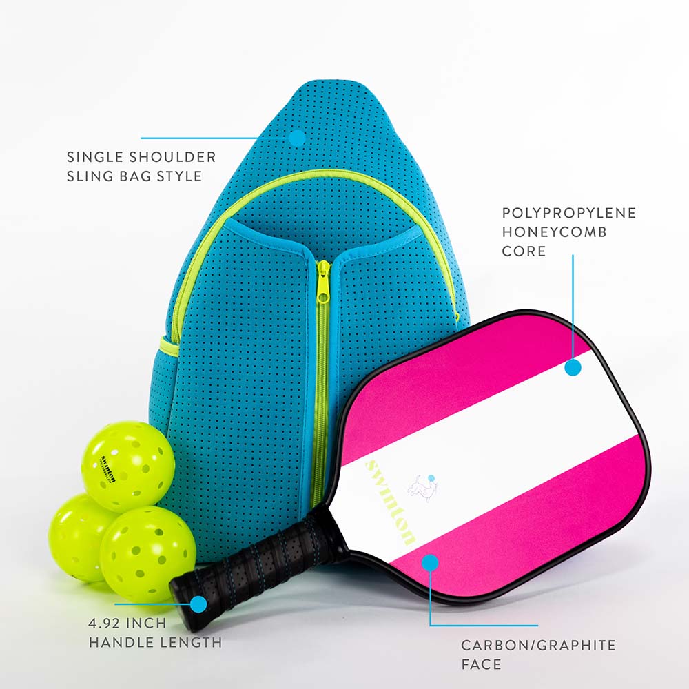 Swinton Pickleball Bundle Sling Bag with Paddle and Three Balls Details